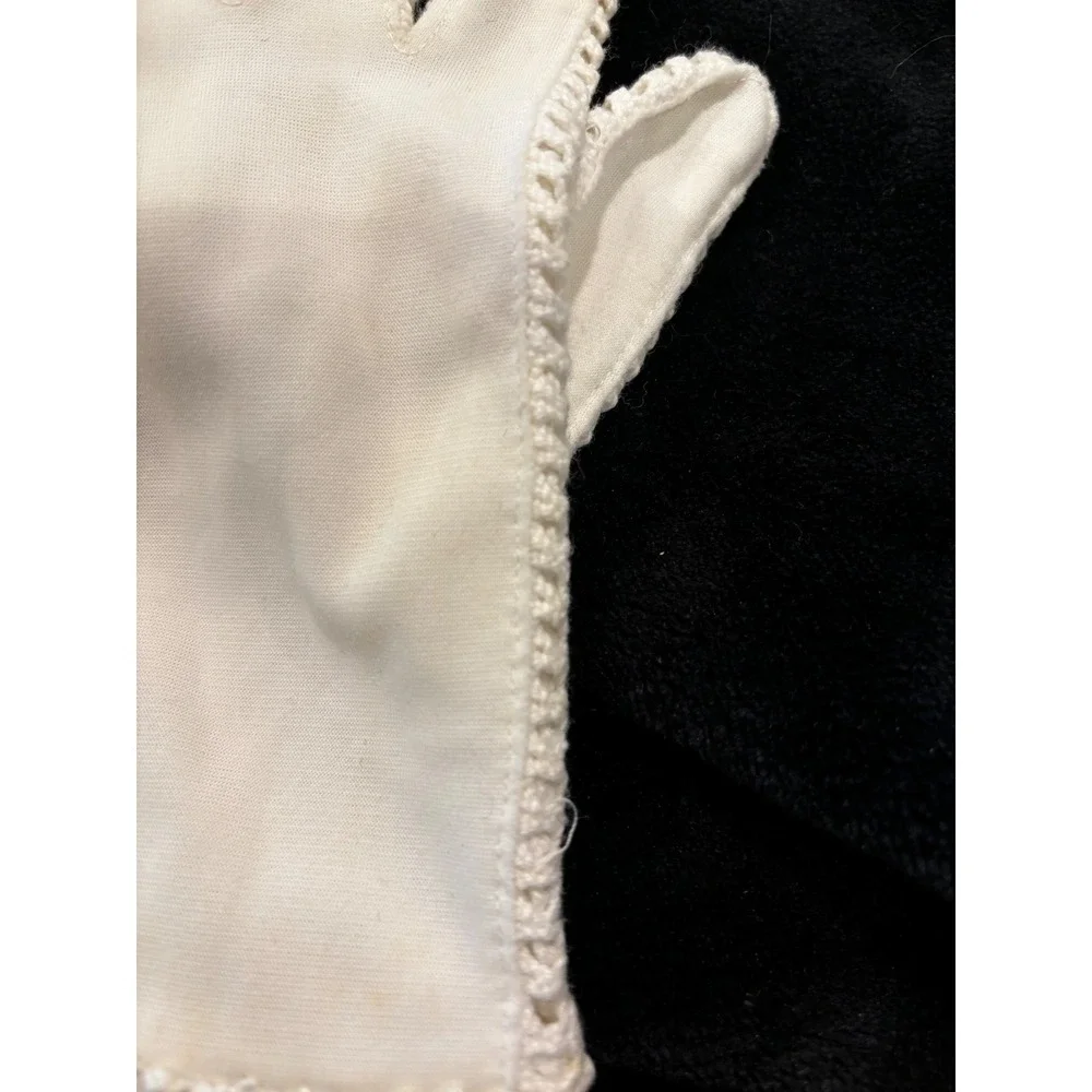 Vintage Dress Gloves Lot of 2 Cream Crochet & Slouch Ruched Matte Cotton